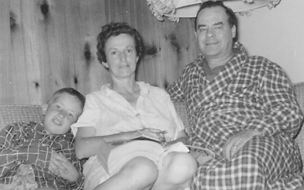 Bob Hooey lounging with his parents